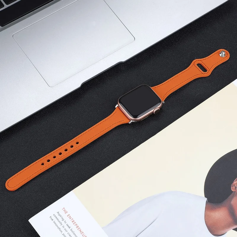 Mega haltbar Apple Watch Series 7 45mm Echtes Leder armband - Größe: L