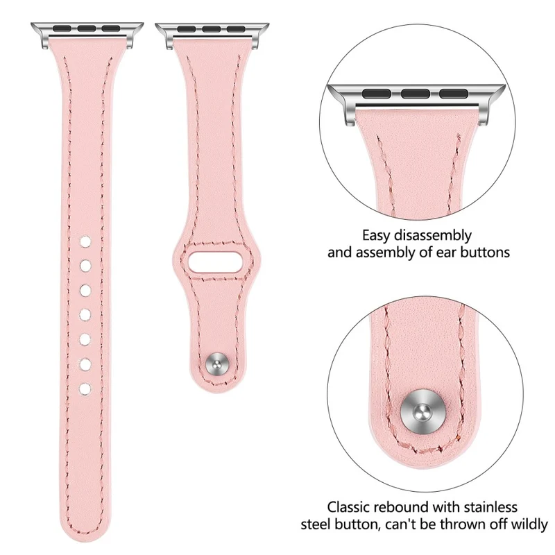 Mega haltbar Apple Watch Series 7 45mm Echtes Leder armband - Größe: L