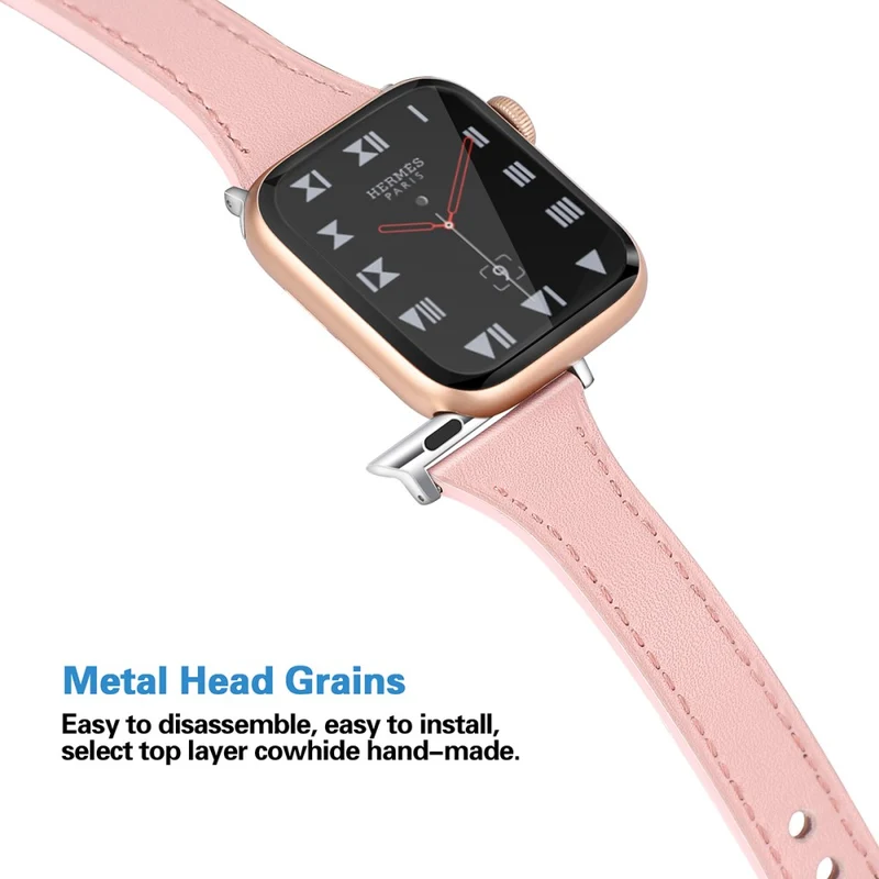 Mega haltbar Apple Watch Series 7 45mm Echtes Leder armband - Größe: L