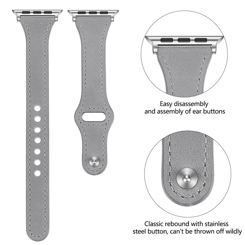Mega haltbar Apple Watch Series 7 45mm Echtes Leder armband - Größe: L