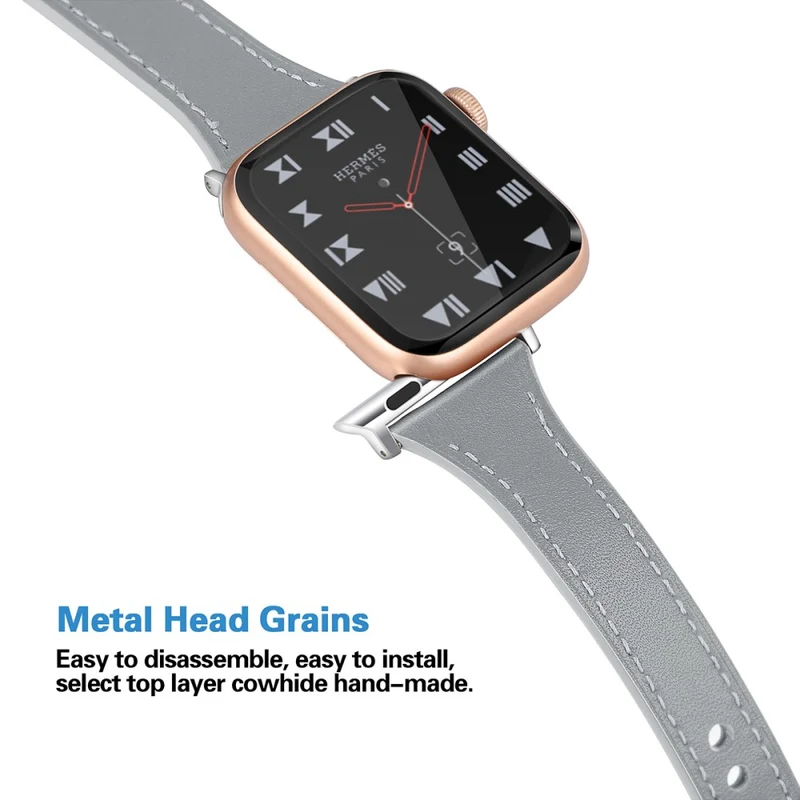 Mega haltbar Apple Watch Series 7 45mm Echtes Leder armband - Größe: L