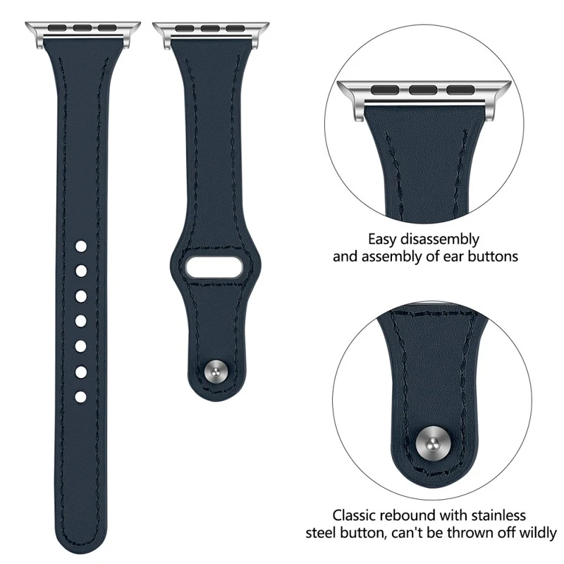 Mega haltbar Apple Watch Series 7 45mm Echtes Leder armband - Größe: L