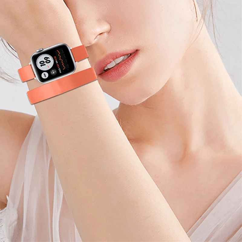 Sehr haltbar Apple Watch Series 7 45mm Echtes Leder armband