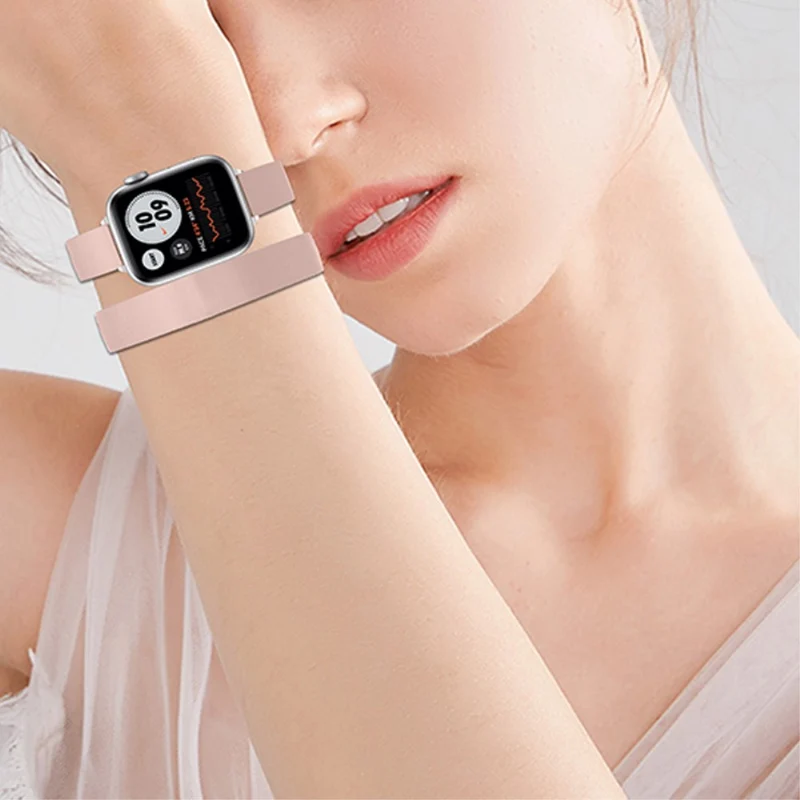 Sehr haltbar Apple Watch Series 7 45mm Echtes Leder armband