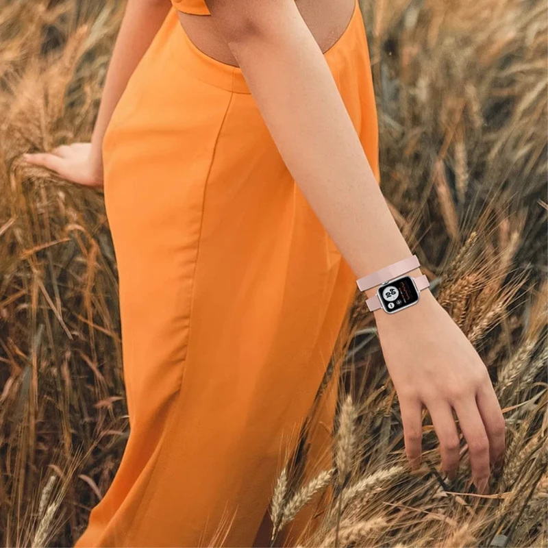 Sehr haltbar Apple Watch Series 7 45mm Echtes Leder armband