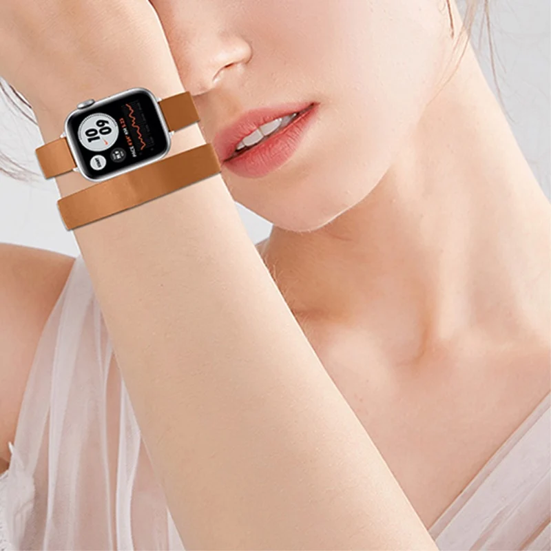 Sehr haltbar Apple Watch Series 7 45mm Echtes Leder armband