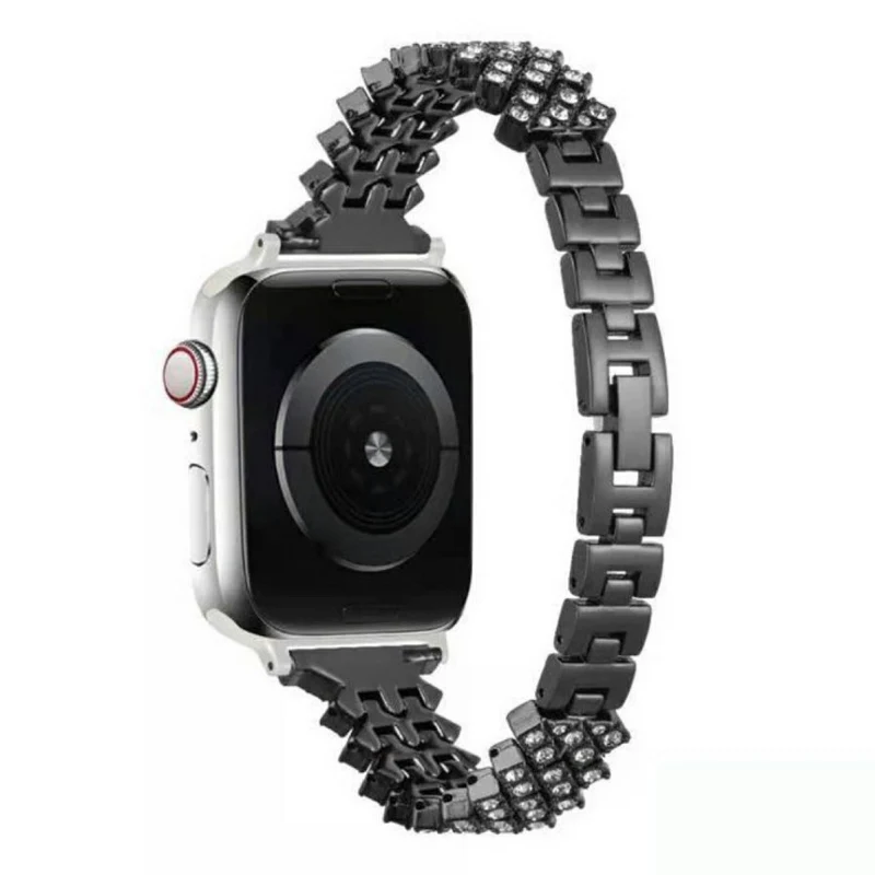 Bequem Apple Watch Series 7 45mm Metall und Strass armband