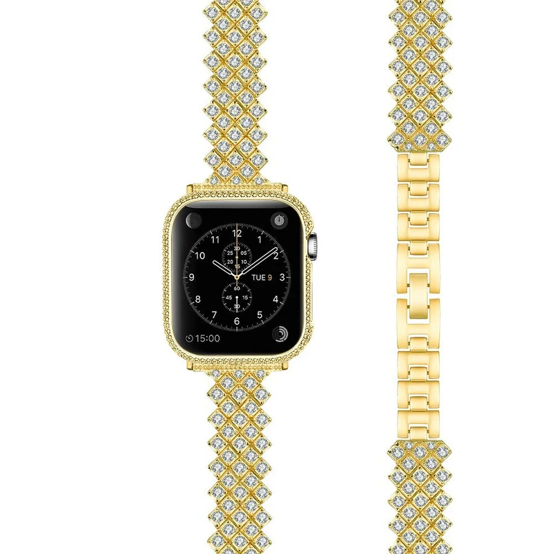 Bequem Apple Watch Series 7 45mm Metall und Strass armband