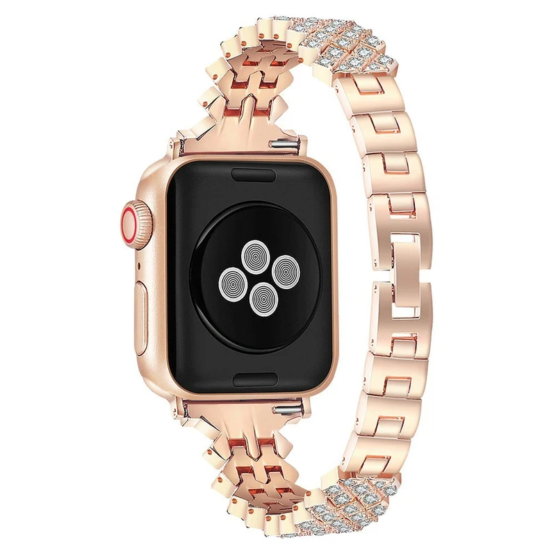 Bequem Apple Watch Series 7 45mm Metall und Strass armband