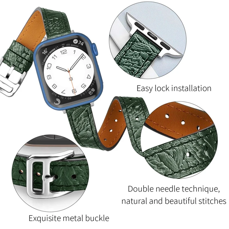 Sehr elegant Apple Watch Series 7 45mm Echtes Leder armband