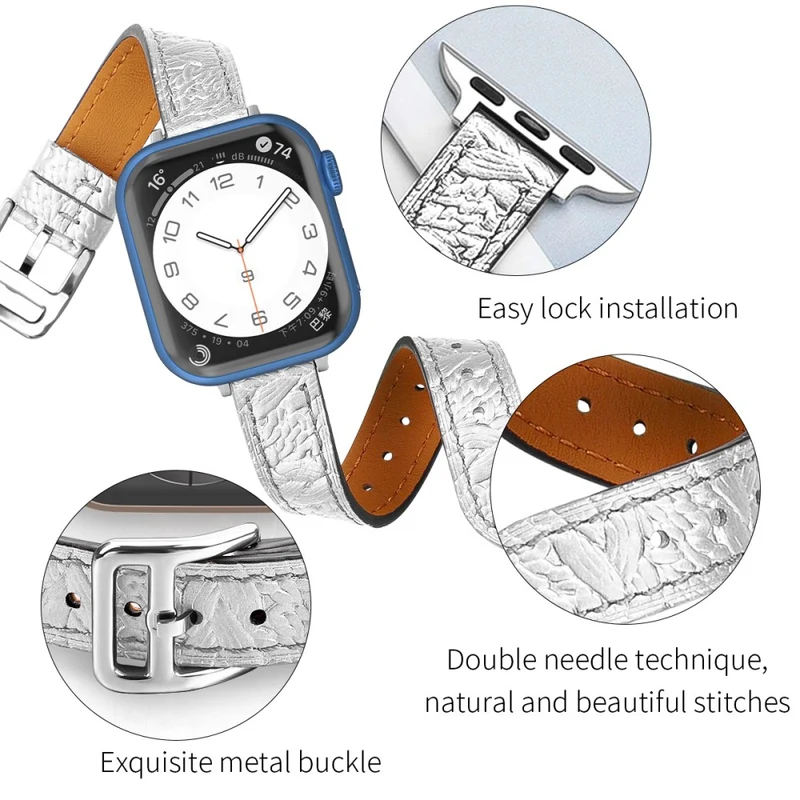 Sehr elegant Apple Watch Series 7 45mm Echtes Leder armband