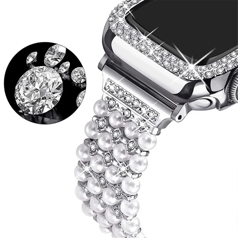 Zeitlos Apple Watch Series 7 45mm Metall und Strass armband