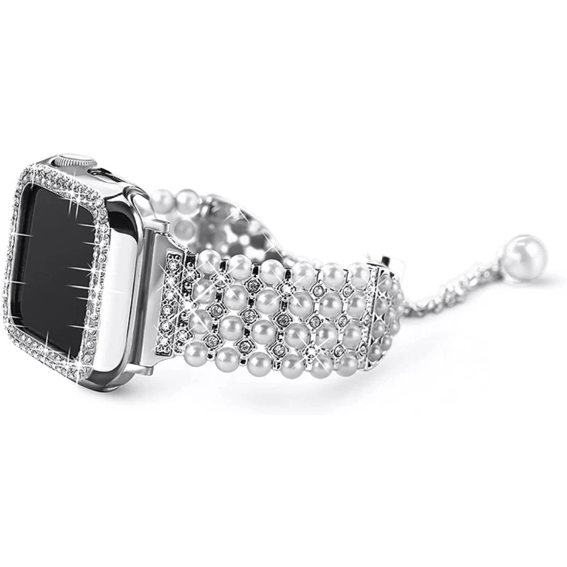 Zeitlos Apple Watch Series 7 45mm Metall und Strass armband