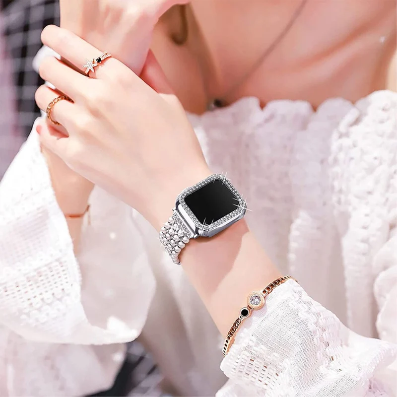 Zeitlos Apple Watch Series 7 45mm Metall und Strass armband