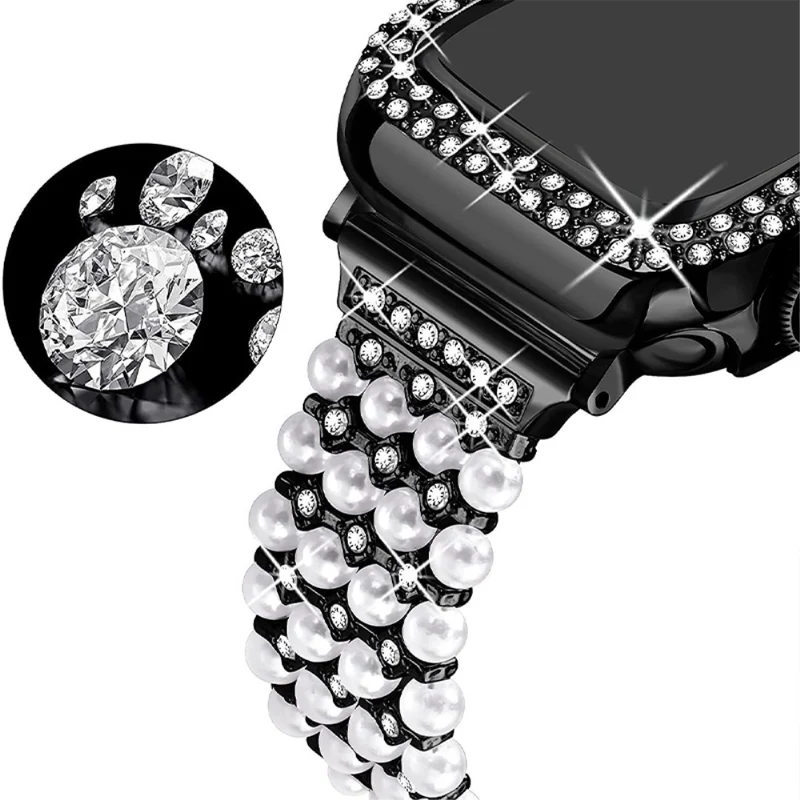 Haltbar Apple Watch Series 7 45mm Metall und Strass armband