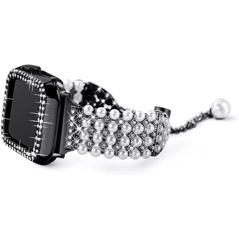 Haltbar Apple Watch Series 7 45mm Metall und Strass armband