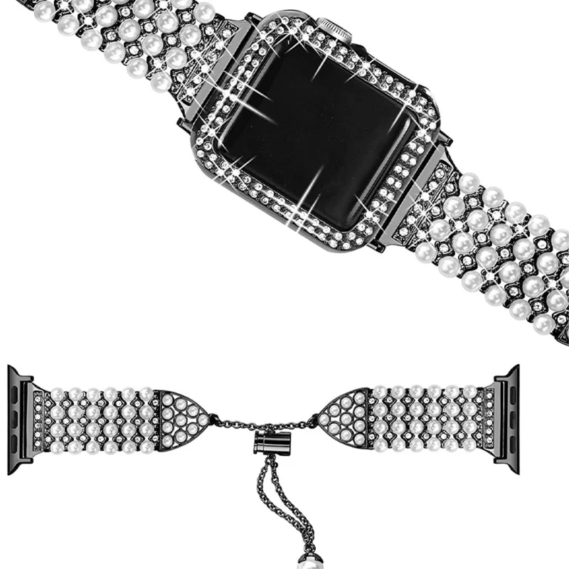 Haltbar Apple Watch Series 7 45mm Metall und Strass armband