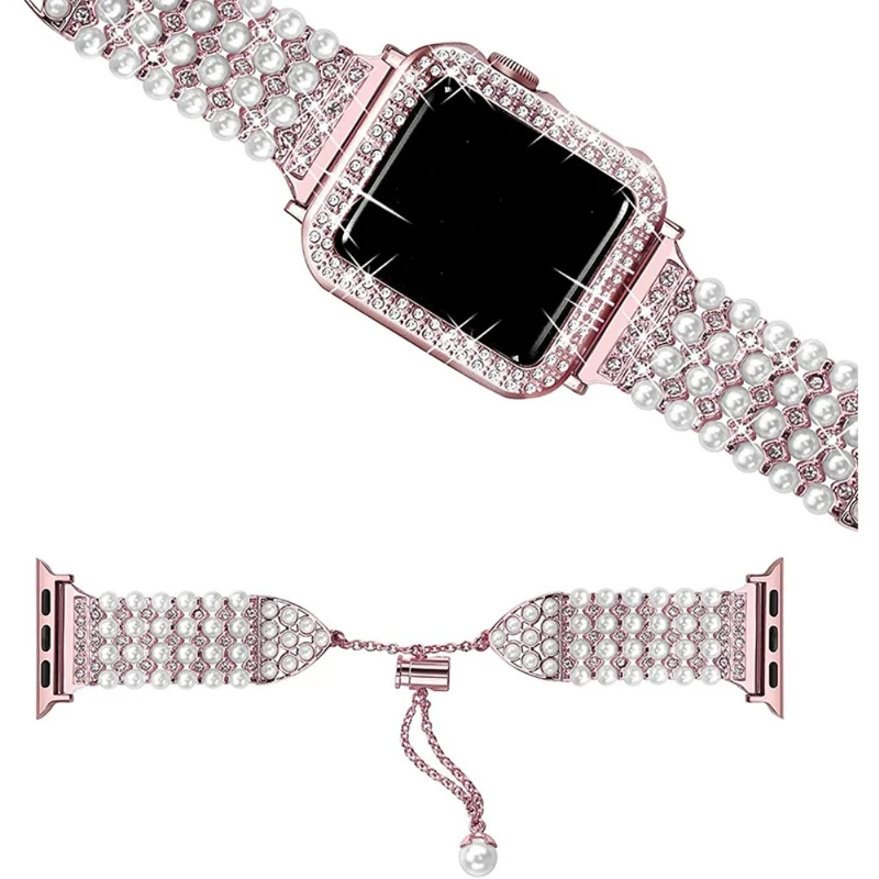 Haltbar Apple Watch Series 7 45mm Metall und Strass armband