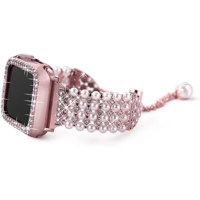 Haltbar Apple Watch Series 7 45mm Metall und Strass armband