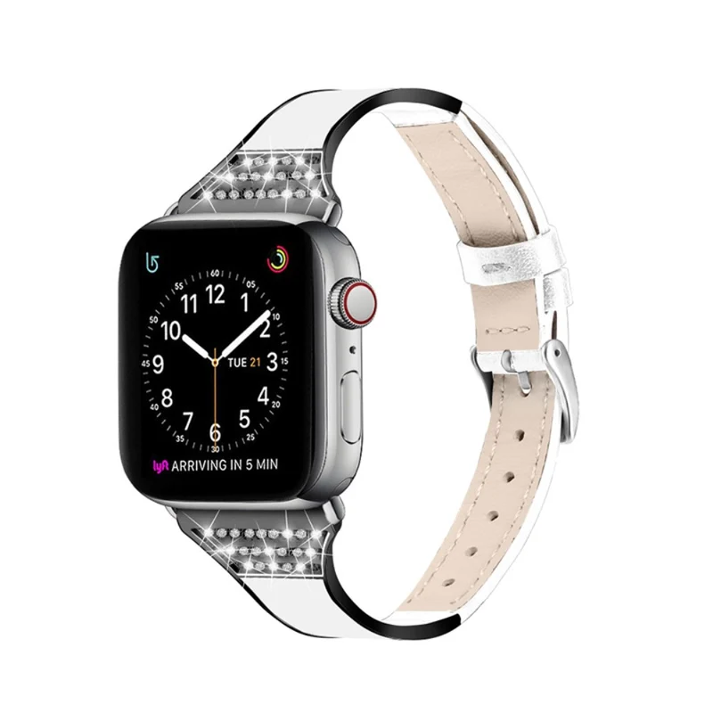 Apple Watch Series 7 41mm Echtes Leder und Strass armband