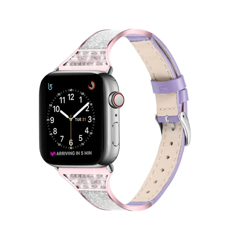 Apple Watch Series 7 41mm Echtes Leder und Strass armband