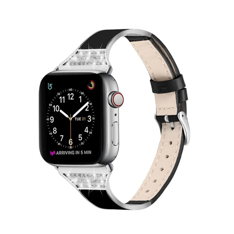 Apple Watch Series 7 41mm Echtes Leder und Strass armband