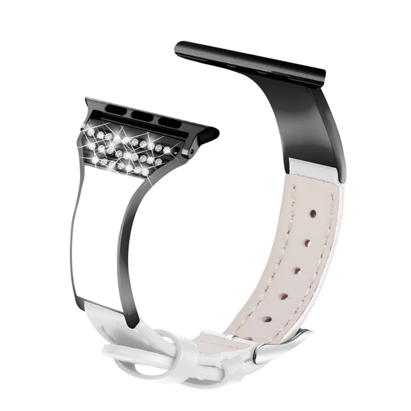 Apple Watch Series 7 41mm Echtes Leder und Strass armband