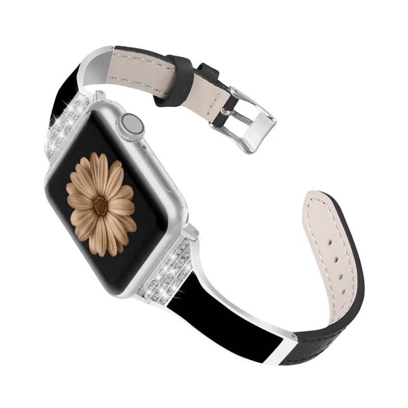 Apple Watch Series 7 41mm Echtes Leder und Strass armband
