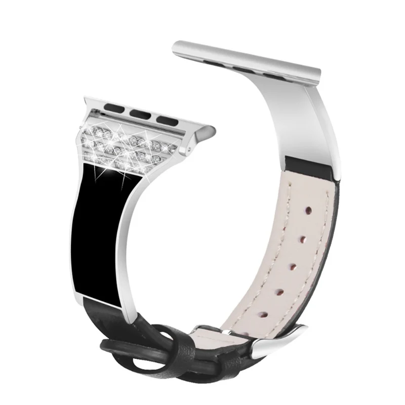 Apple Watch Series 7 41mm Echtes Leder und Strass armband