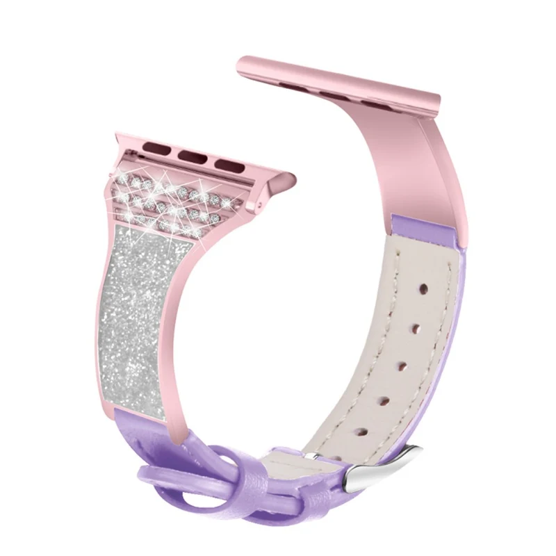 Apple Watch Series 7 41mm Echtes Leder und Strass armband