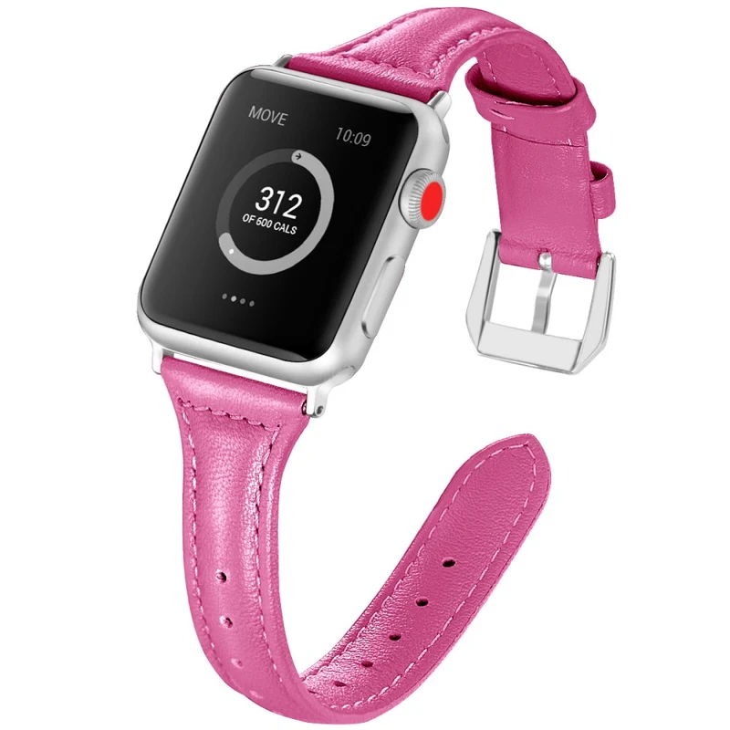 Bequem Apple Watch Series 7 41mm Echtes Leder armband - Größe: L