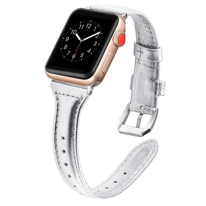 Bequem Apple Watch Series 7 41mm Echtes Leder armband - Größe: L