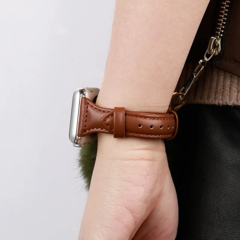 Bequem Apple Watch Series 7 41mm Echtes Leder armband - Größe: L