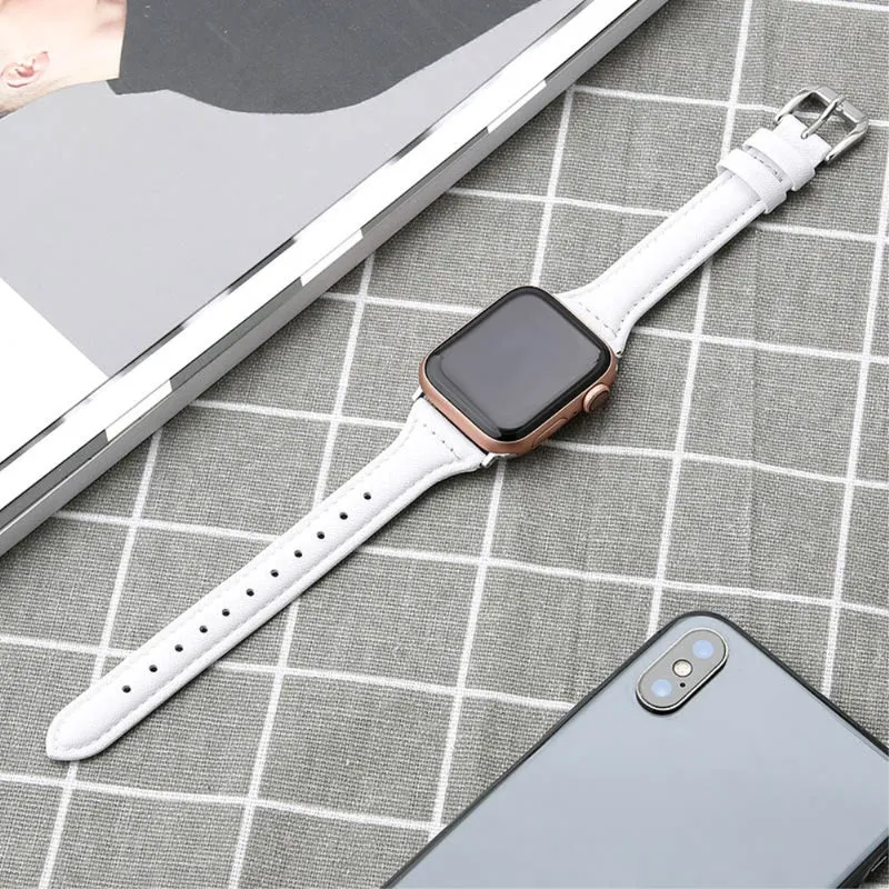 Bequem Apple Watch Series 7 41mm Echtes Leder armband - Größe: L