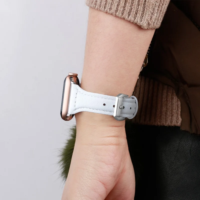 Bequem Apple Watch Series 7 41mm Echtes Leder armband - Größe: L