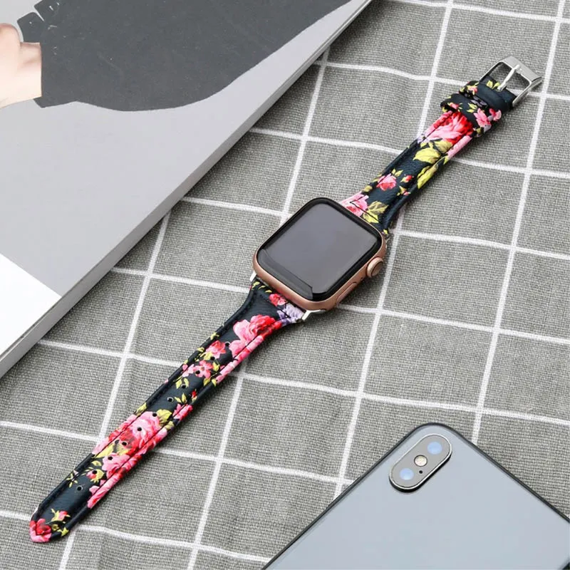 Bequem Apple Watch Series 7 41mm Echtes Leder armband - Größe: L