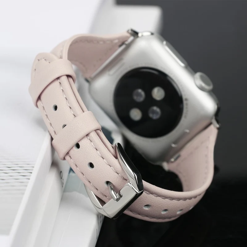 Bequem Apple Watch Series 7 41mm Echtes Leder armband - Größe: L