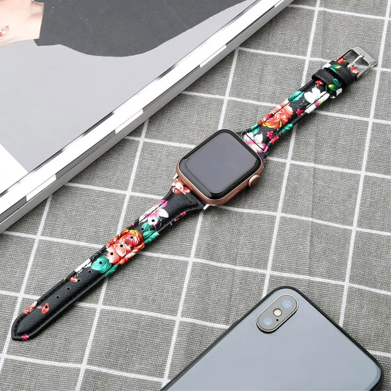 Bequem Apple Watch Series 7 41mm Echtes Leder armband - Größe: L