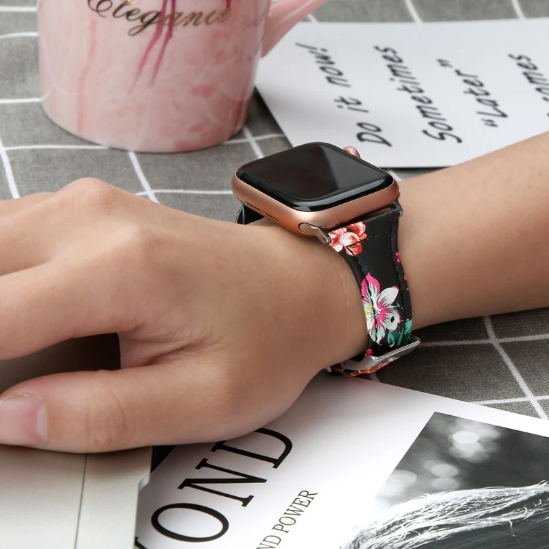 Bequem Apple Watch Series 7 41mm Echtes Leder armband - Größe: L