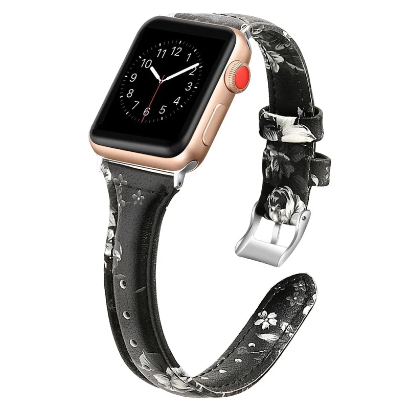 Bequem Apple Watch Series 7 41mm Echtes Leder armband - Größe: L