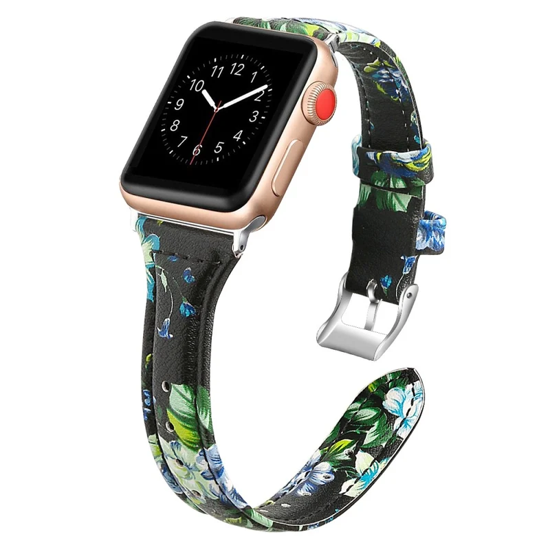 Bequem Apple Watch Series 7 41mm Echtes Leder armband - Größe: L