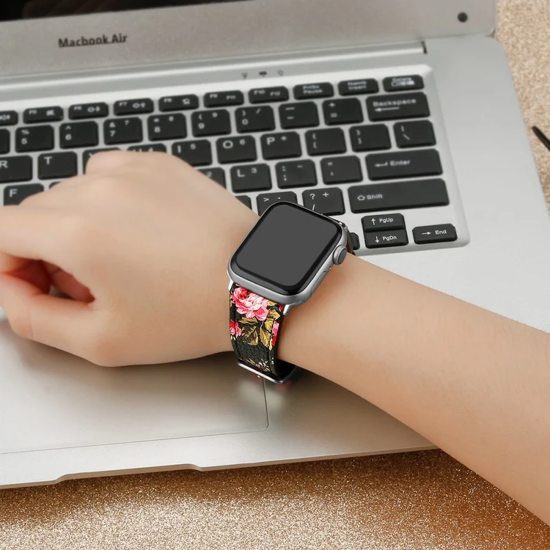 Mega modisch Apple Watch Series 7 41mm Echtes Leder armband