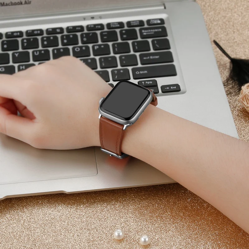 Mega modisch Apple Watch Series 7 41mm Echtes Leder armband