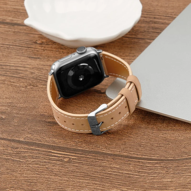Mega modisch Apple Watch Series 7 41mm Echtes Leder armband