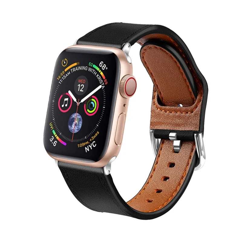 Bequem Apple Watch Series 7 41mm Echtes Leder armband - Größe: L