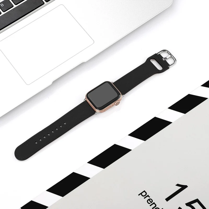 Bequem Apple Watch Series 7 41mm Echtes Leder armband - Größe: L