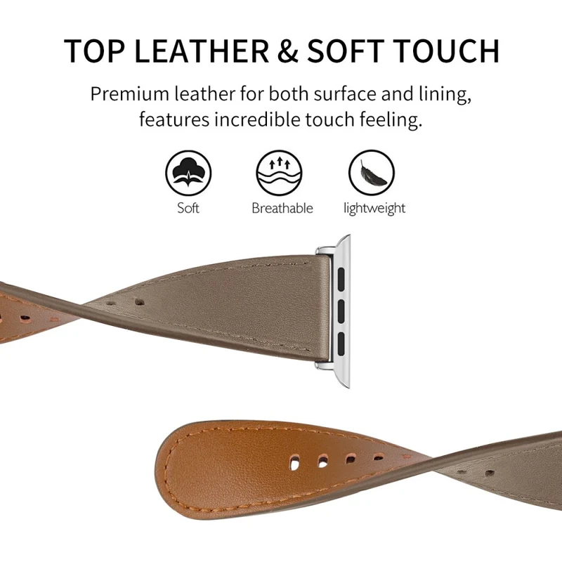 Bequem Apple Watch Series 7 41mm Echtes Leder armband - Größe: L