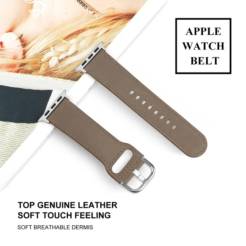 Bequem Apple Watch Series 7 41mm Echtes Leder armband - Größe: L