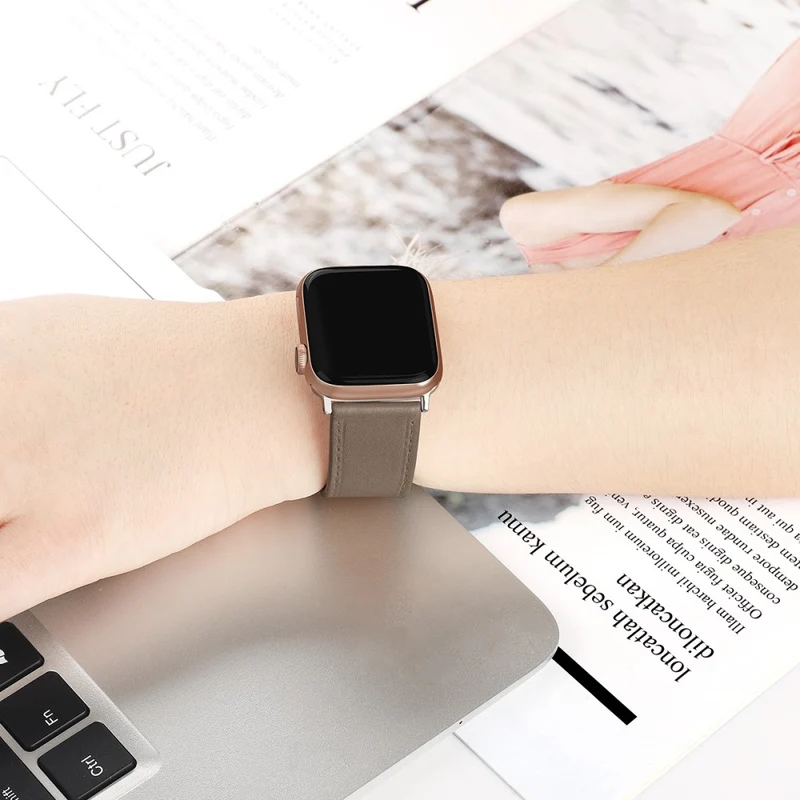 Bequem Apple Watch Series 7 41mm Echtes Leder armband - Größe: L