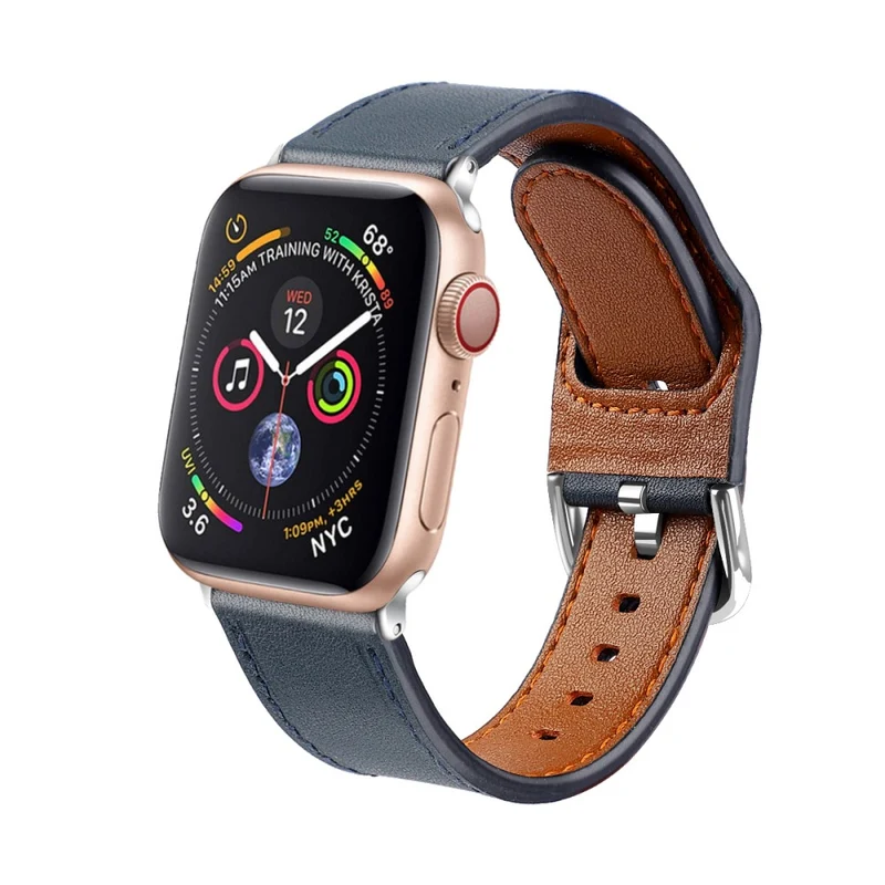 Bequem Apple Watch Series 7 41mm Echtes Leder armband - Größe: L
